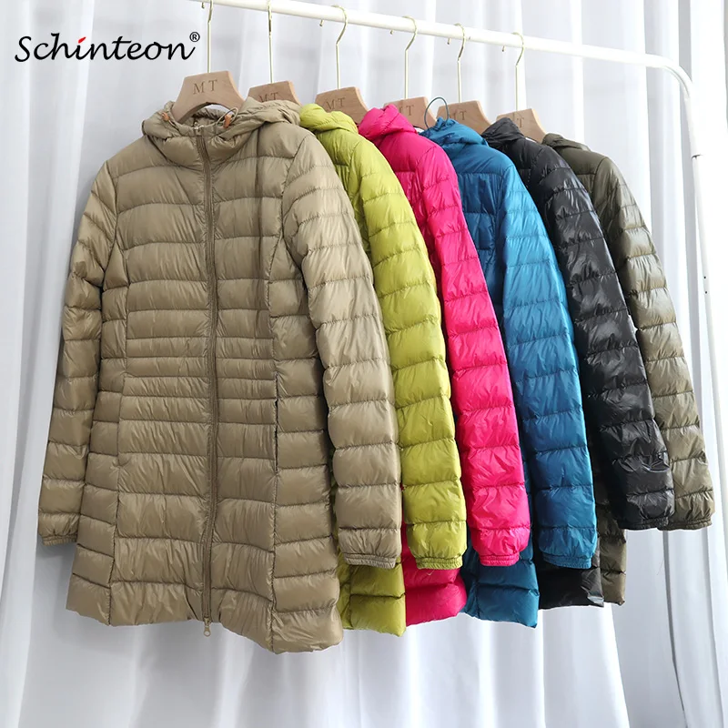 2021 Schinteon S7xl Women Down Jacket Ultra Light White Duck Down Long