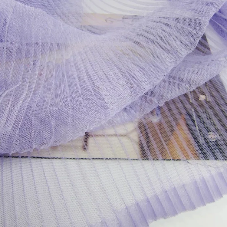 

Lavender accordion tulle pleated fabric, mesh accordion pleats fabric, Pleated mesh Panel fabric, ruffled tulle fabric