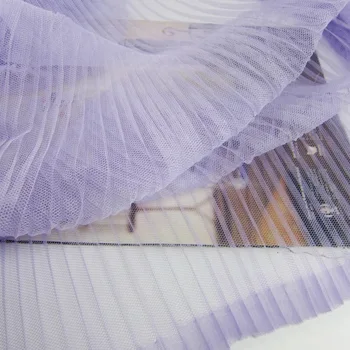 

Lavender accordion tulle pleated fabric, mesh accordion pleats fabric, Pleated mesh Panel fabric, ruffled tulle fabric