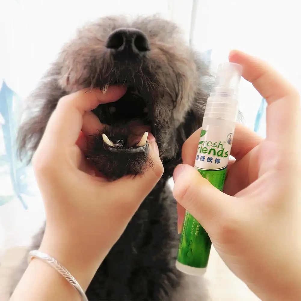 

DishyKooker Pet Dental Spray Smell Remove Odor Prevent Plaque Calculus Teeth Cleaning Mist for Dog Cat