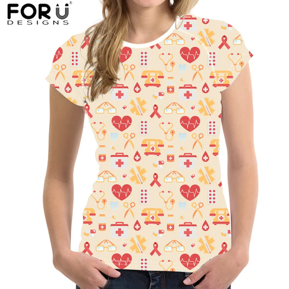 FORUDESIGNS, женская летняя забавная футболка, дизайнерская, милая, для стоматолога, медсестры, 3D принт, для девушек, короткий рукав, одежда, camisa feminina - Цвет: HXA281BV
