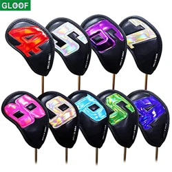 9Pcs/Set Golf Head Covers for Iron Covers PU Leather (4 5 6 7 8 9 P A S ) Colorful Number Embroideried Waterproof Fit All Brands