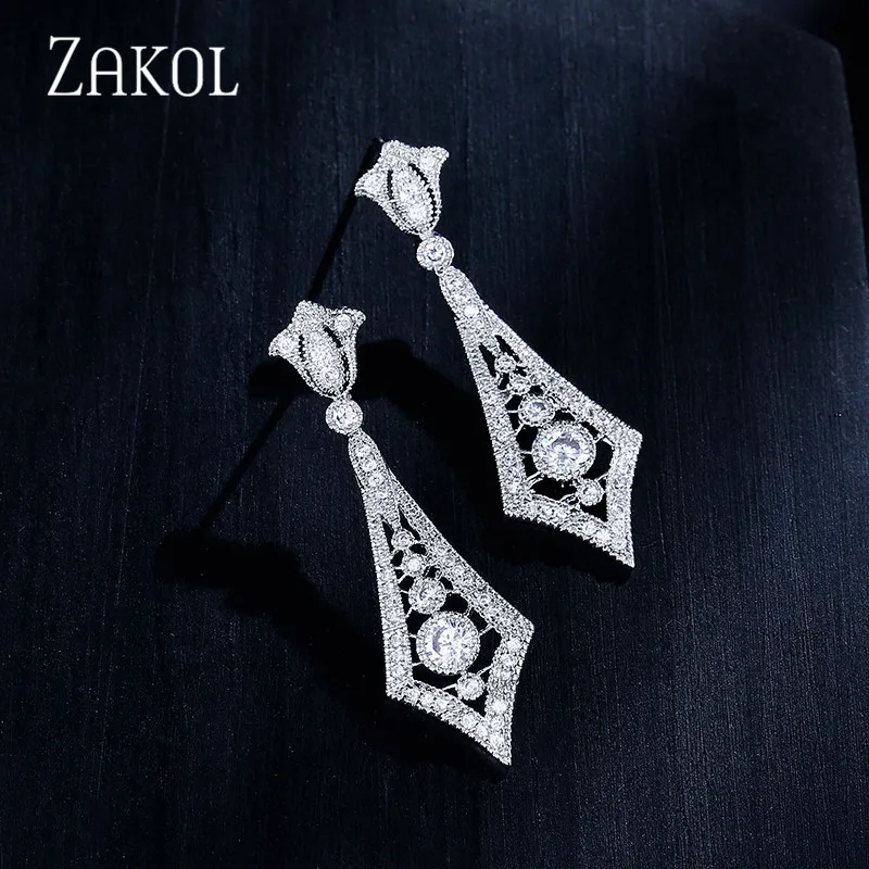 ZAKOL роскошные женские висячие серьги в европейском стиле с чешским камнем форме