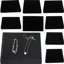Черный бархатный ящик ювелирные изделия Органайзер cd-дисплей ожерелье серьги Витрина многофункциональный чехол