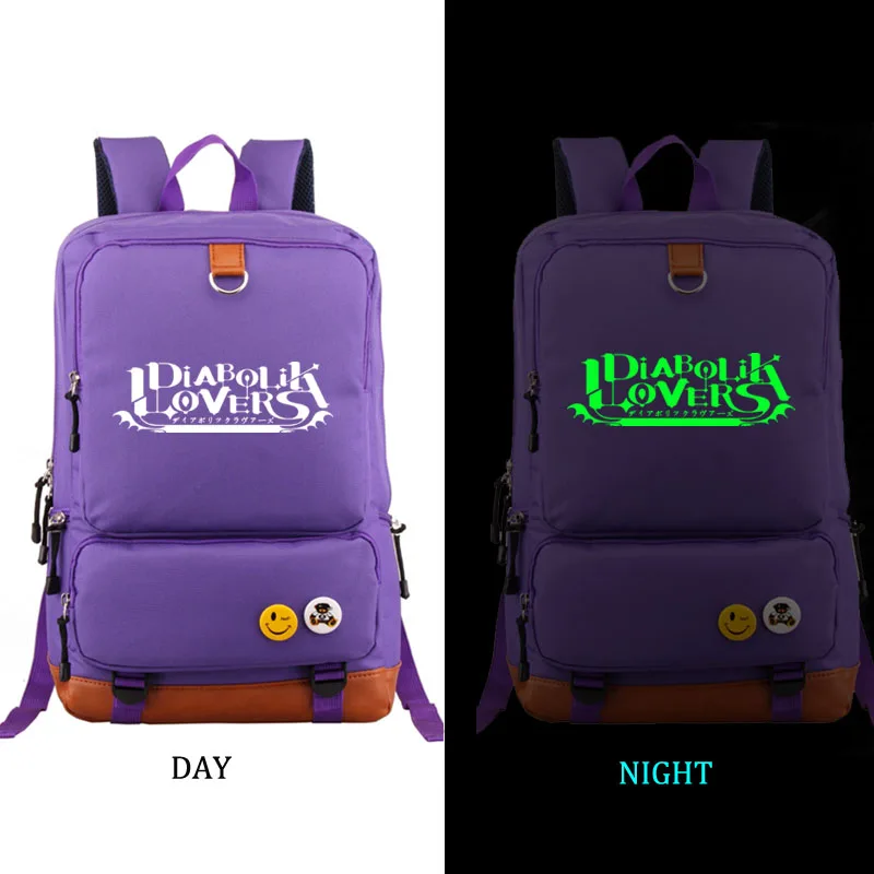 style3 purple DIABOLIK влюбленных светящийся в темноте рюкзак студенческий школьный рюкзак ноутбук рюкзак повседневный рюкзак - Color: style3 purple