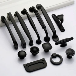 Poignées de porte classiques en métal noir, décoration d'intérieur moderne, accessoires de Chambre à coucher OC50MB 
