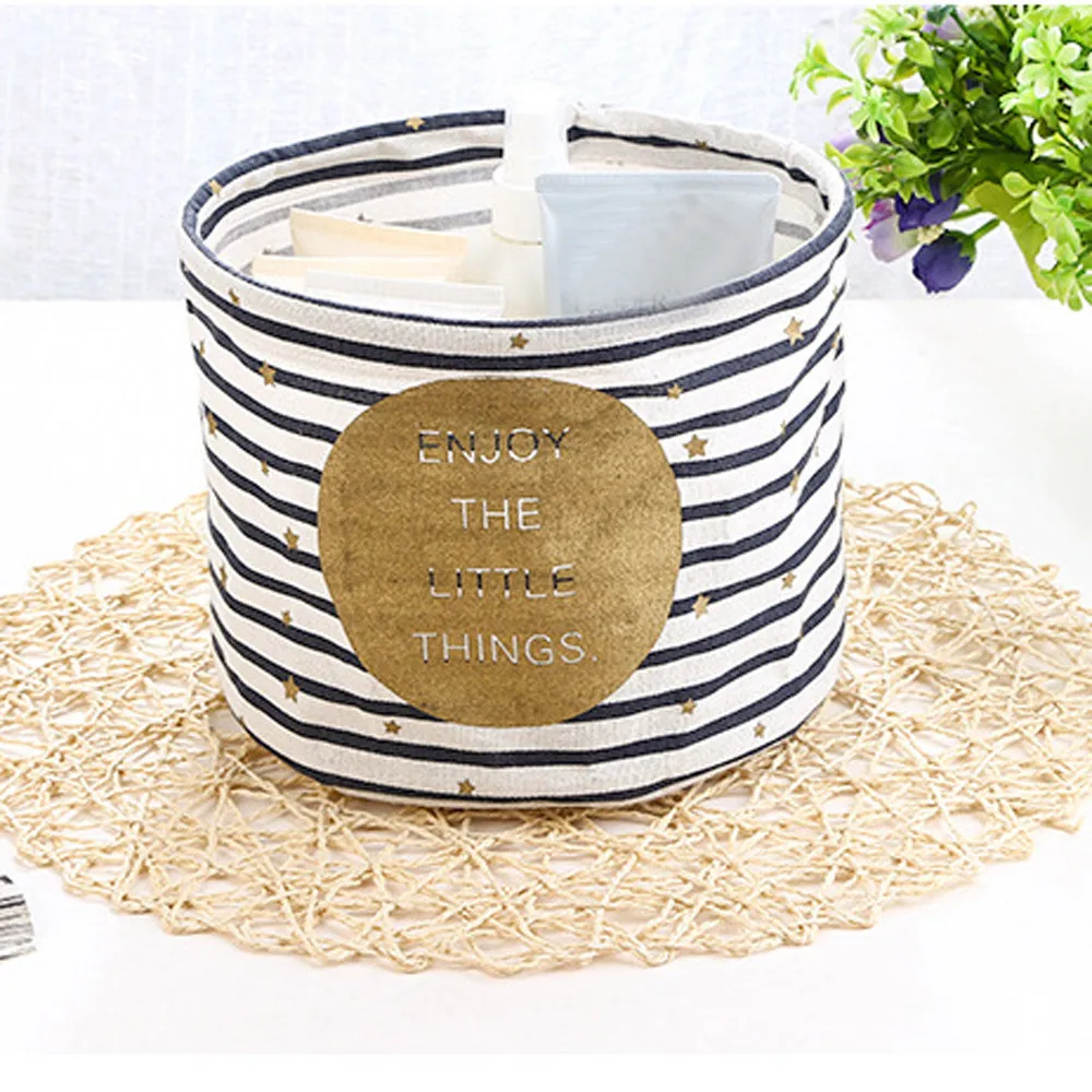 

2018 hot PC Cotton Linen Desktop Storage Basket makeup organizer Foldable Sundries Storage Box