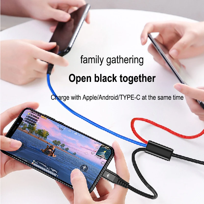 3в1 светодиодный usb кабель для зарядки 3в1 Micro usb type C 8-контактный кабель для зарядки iPhone huawei Мульти Usb порт несколько Usbc телефонный кабель