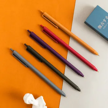 

Simple retro color quick-drying hand account pen learning office key mark 0.5mm color press gel pen kawaii school supplies