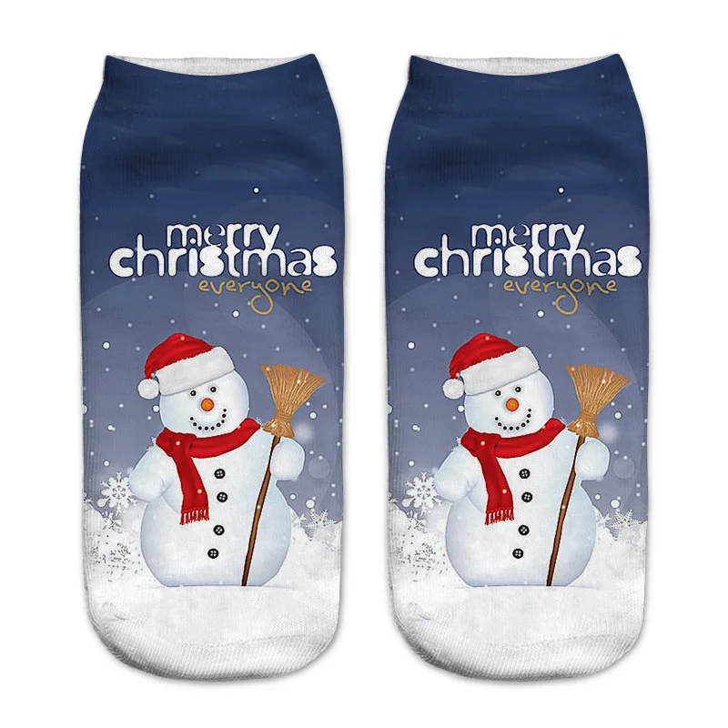 As shown Beautiful cartoon 3D printing pattern socks ladies funny personality fashion emoticons casual Harajuku Christmas socks new - Цвет: As shown