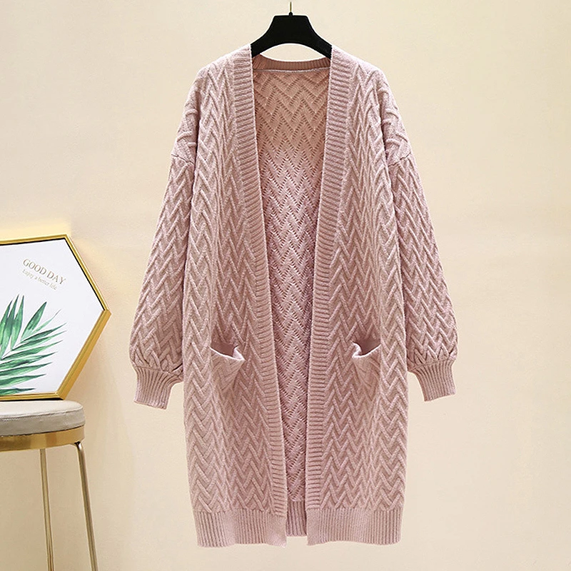 Pink TWOTWINSTYLE вязаный женский фонарик, свитер с длинными рукавами, толстые корейские кардиганы, свободные женские осень зима, модная новинка - Цвет: Pink