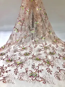 

Nice evening French net fabric lady tulle lace textile with sequins for sewing dress PAN395(5yards/lot) many color