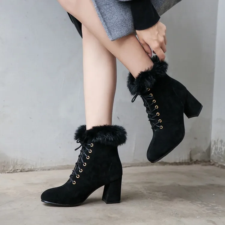 

Big Size9 10 11-15 boots women shoes ankle boots for women ladies boots shoes woman winter Cross band fluff
