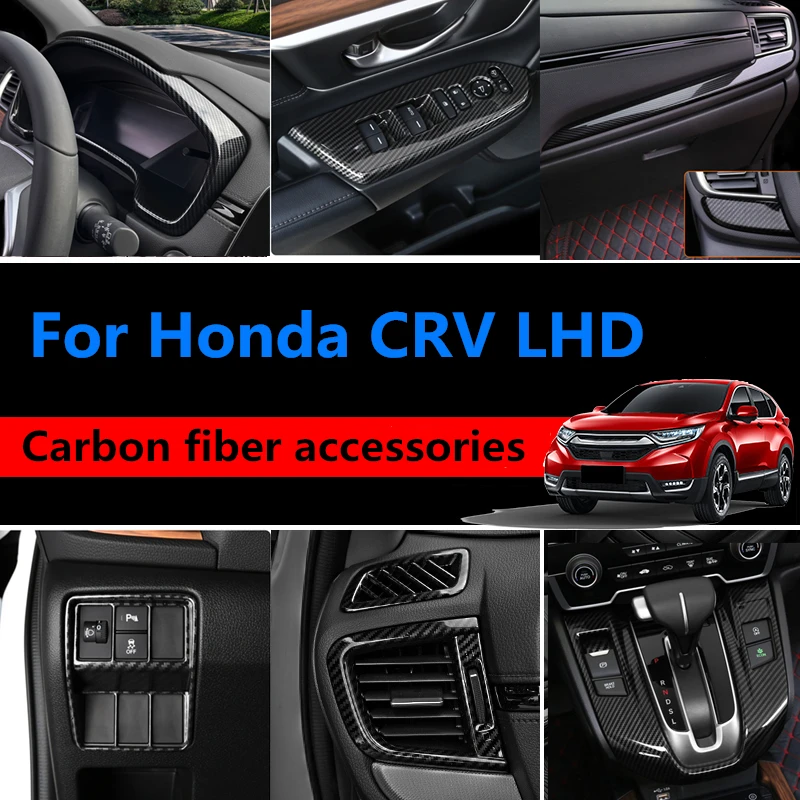 ABS Carbon Fiber look Console Dash Panel Frame Trim For Honda CRV CR-V 2017-2021 