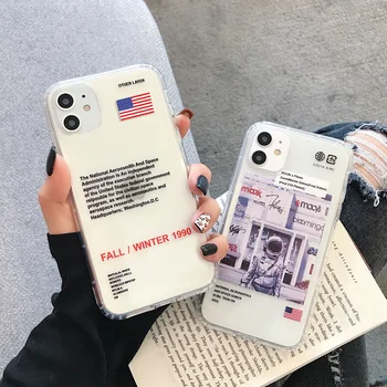 

INS hot US Space Astronaut Case for iPhone 11 Pro Max Cover 7 8 plus X XR XS Max Phone Cases INS Luxury label Clear Soft coque