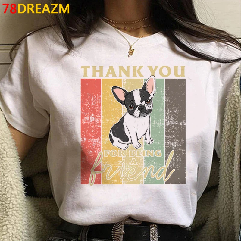 French Bulldog top tees summer top femme white t shirt kawaii 2021 plus size top tees streetwear harajuku friends t shirt