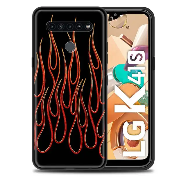 Fashion Flame Pattern Black Case for LG K41s K40s K50s K51s G6 G7 G8 ThinQ K31 K42 K52 K62 K71 Soft Silicone Phone Cover B11