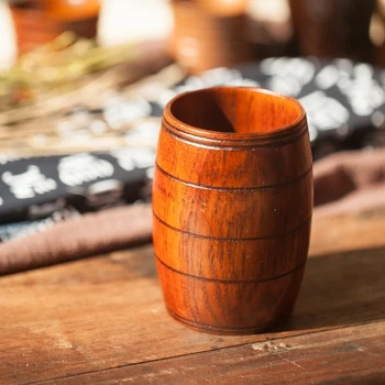

10.5*6.5cm Natural Wooden Cup Handcrafted Wine Barrel Jujube Big Belly Beer Coffee Milk Juice Tea Cup Perfect Gift Decor for Bar
