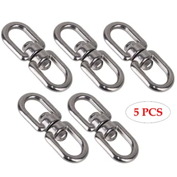 

5PCS Silver 304 Stainless Steel 8 Form M10 Rotary Buckle Safety Climbing Snap Hook Plug Snap Lock Eye to Eye Swivel