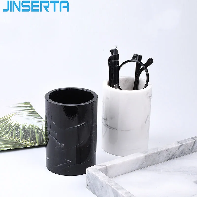 JINSERTA мраморный стакан для воды, держатели для зубных щеток, зубная кружка, Роскошный домашний декор для ванной комнаты, настольный органайзер для мелочей