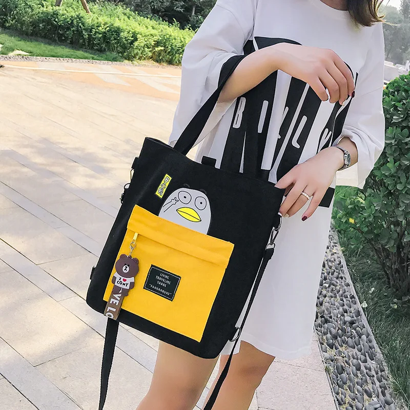 New Style Multi-functional Backpack Women's Printed Canvas Bag Shoulder Cross-body Hand Casual Versitile Fashion Large Bag