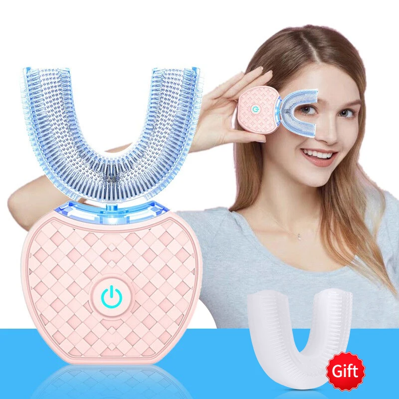 360 Degree Automatic Electric Toothbrush Rechargeable Sonic Dental Toothbrush USB Silicone Brush Heads Oral Care Smart U Type 360 Degree Automatic Electric Toothbrush Rechargeable Sonic Dental Toothbrush USB Silicone Brush Heads Oral Care Smart U Type