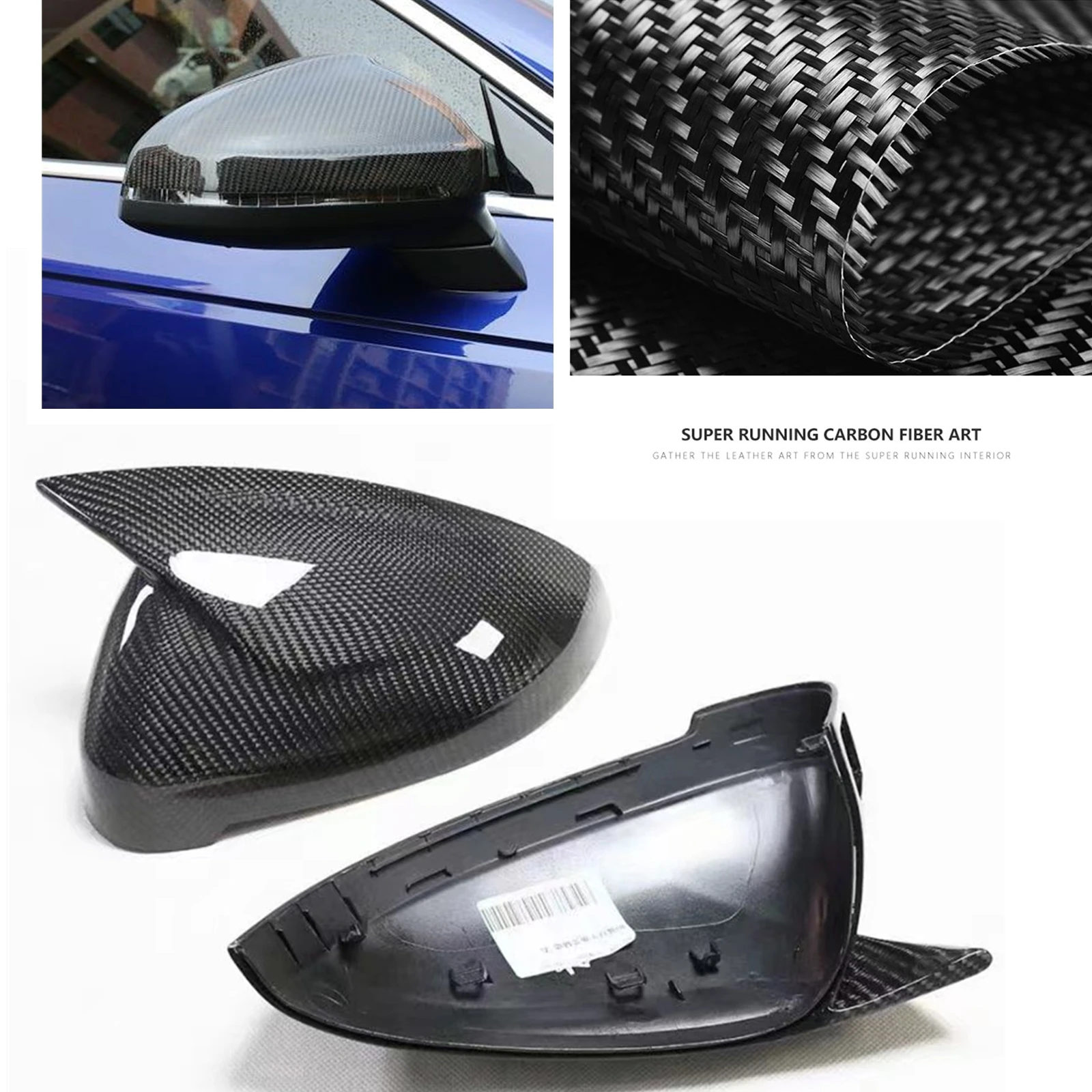 

Mirror Cover For Audi RS4 S4 A4 B9 2017 2018 2019 2020 A5 S5 RS5 With Lane Assist Carbon Fiber Rear View Cap Shell Replacement