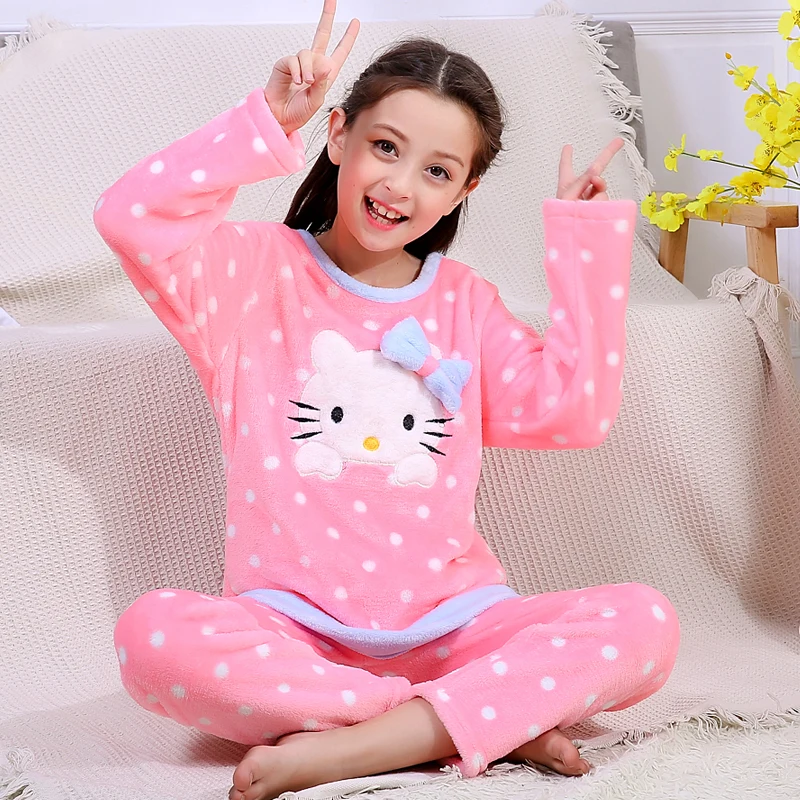 Winter Flannel Children Pajamas Set Warm Kids Homewear Suit Cartoon Girls Sleepwear Casual Teen Pyjamas Set Boys Loungewear - Цвет: style  18
