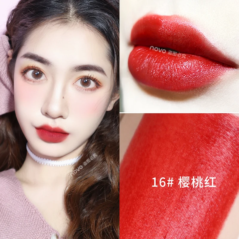 16cherry Яркие флуоресцентные бархатные губные помады 4 цвета матовые губы телесного цвета макияж водонепроницаемые гладкие влажные люминесцентные губные помады тюбики для вечерние - Цвет: 16cherry