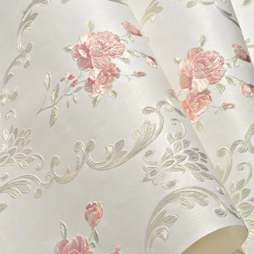 JA6051 Creamy White Стены страны европейские бумаги домашний Декор 3d Дамаск цветочные обои для гостиной спальни стены Нетканая рельефная картина - Цвет: JA6051 Creamy White
