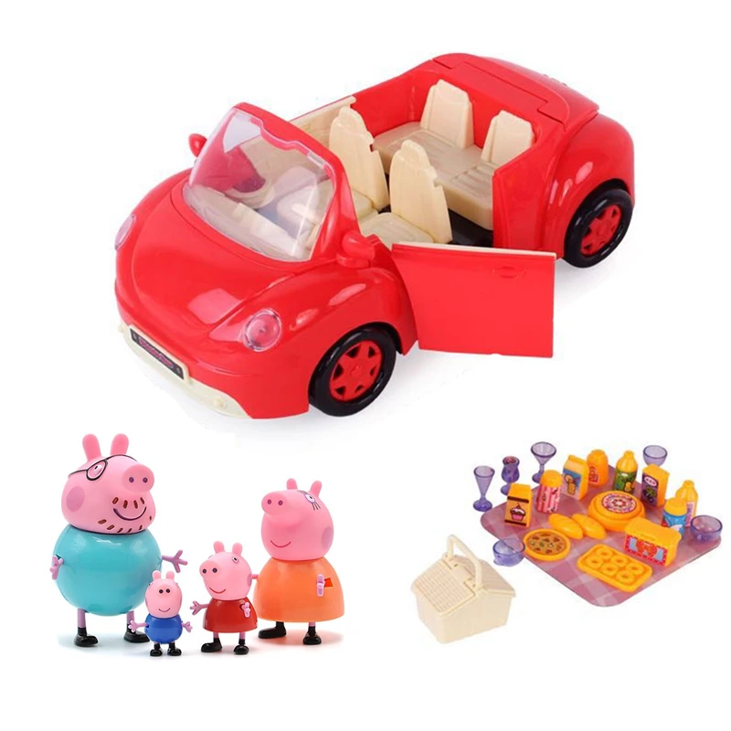 Новая игрушка peppa pig для маленькой девочки, Джордж, машинка для пикника, спортивный автомобиль, костюм, персонаж мультфильма, детская игрушка, мультяшная игрушка свинка