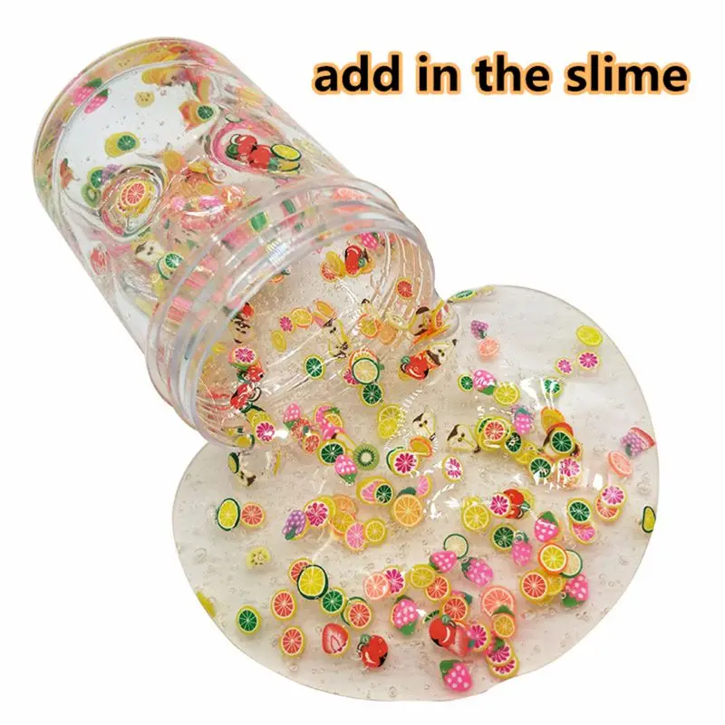 

1500Pcs 1cm Fruit Slices Decor Additives For Slime Filler Supplies Charms Clay Accessories Avocado For Nail Art Slime Toys
