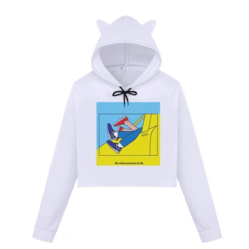 

New Fashion Crop Top Women's Hoodies Sweatshirts Harajuku Kpop Fun Painted Cartoon Print Hoodie Plus Size Kawaii Hoody Pullover