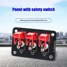 

12V 3-Gang Auto LED Racing Car Ignition Engine Start On/Off Push Toggle Switch Panel With 20A Fuse Waterproof Cover Ships Car