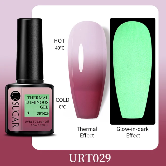 UR SUGAR 7.5ml Luminous Thermal Gel Nail Polish 2 In 1 Color Changing Glow in Dark Soak Off Manicuring UV Gel Nail Art Varnish URT029