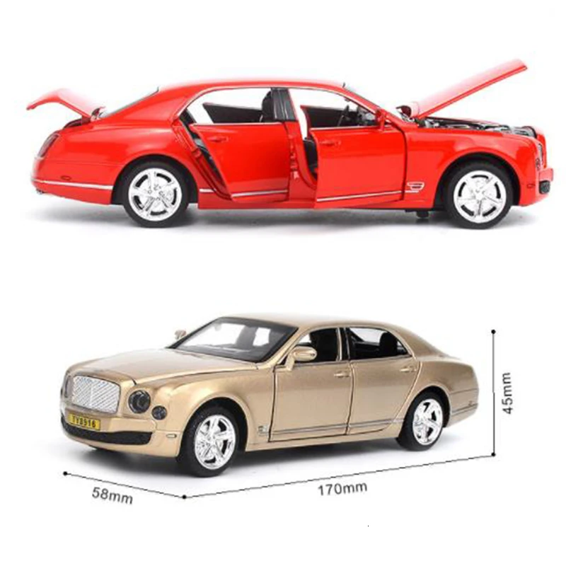 1/32 модель автомобиля из сплава Mulsanne, игрушка, 6 открывающихся дверей, металлическая автоматическая модель литья под давлением, имитирующая светильник, детский подарок для коллекции игрушек
