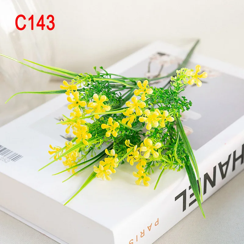 C143 Искусственные растения для помещений и улицы, искусственные листья, куст для дома, офиса, сада, вечерние, декор THIN889 - Цвет: C143
