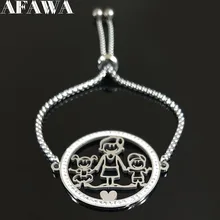 Семейный Браслет-цепочка из нержавеющей стали с кристаллами для мамы и сына и дочери, женские браслеты серебряного цвета, ювелирные изделия joyas B18603