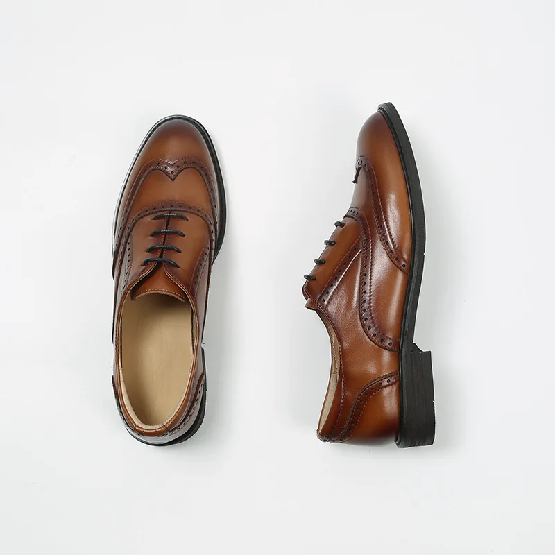 MORDOAN Oxfords Women Calfskin Genuine Leather Wingtip Lace-Up Closure Ladies Brogue Flat Derby Shoes Retro Brock women's Shoes