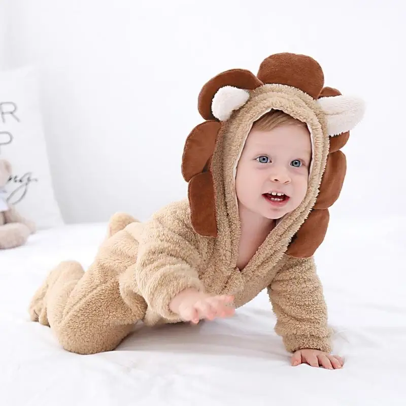 Newborn Baby Boys Rompers Coral Fleece Winter Warm Bebe Kid Clothes Long sleeve Baby girls clothing Animal Overall Baby jumpsuit