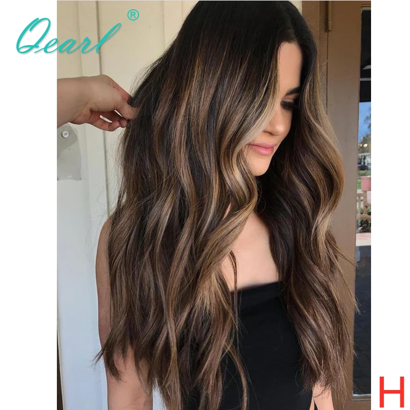 HD Lace Front Human Hair Wigs Pre Plucked Ash Brown Honey Blonde Highlight Colored Full Lace Wig for Women 180% Cheap Sale Qearl 613 highlight colored lace frontal wig body wave 32 inch human hair wigs ombre highlight wigs honey blonde colored pre plucked