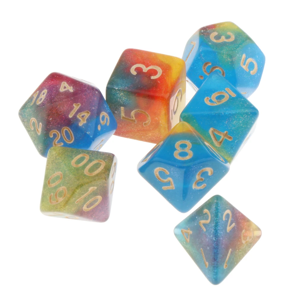 7Pc Multi-sided Dices Set D4-D20 MTG DND RPG Board Game Dice for D&D Roleplaying Party Casino Table Game Toy