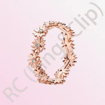 

2020 New Arrival 925 Sterling Silver Sparkling Daisy Flower Crown Ring Rings for Women Engagement Jewelry Anniversary Rose Gold