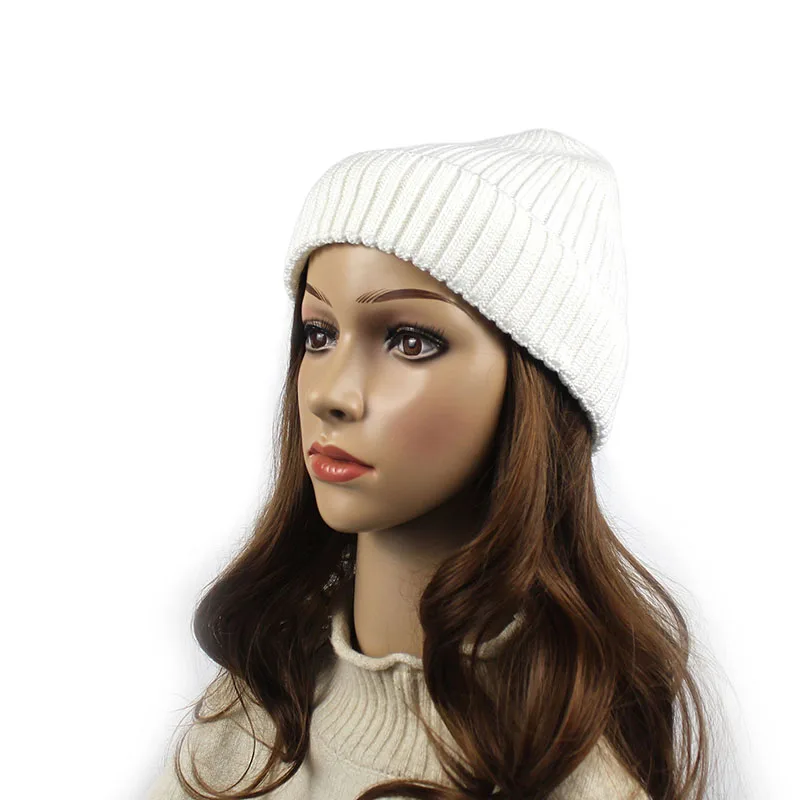 Minhui Solid Knitted Beanies Gorro Wool Hats for Girls Women Winter Hat Warm Touca Skullies Cap