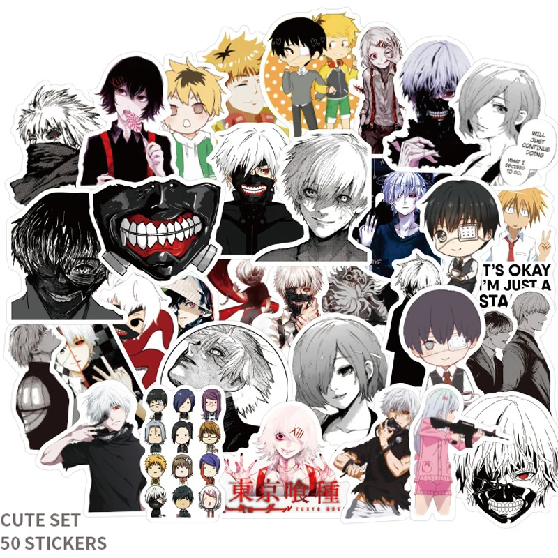 50 шт в наборе обувь для косплея Аниме одежда с надписью Tokyo Ghoul наклейки багажа