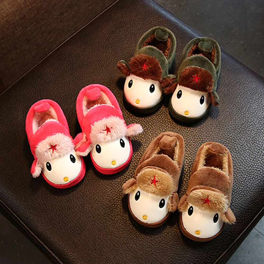 

2019 Cute Toddler Shoes Bow Baby Cotton shoes Plush Soft Sole Non-slip Warm Velvet Snow Shoes Winter warm shoes Y807