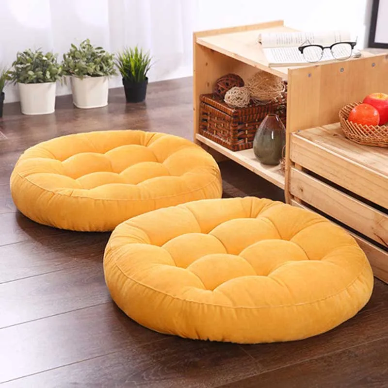 yellow 1 шт. японский стиль Подушка Cattail Hassock подушка для сиденья копчик ортопедическая Прокладка Подушка для спинки стула круглый утолщенный Коврик для пола Pouf Futon - Цвет: yellow