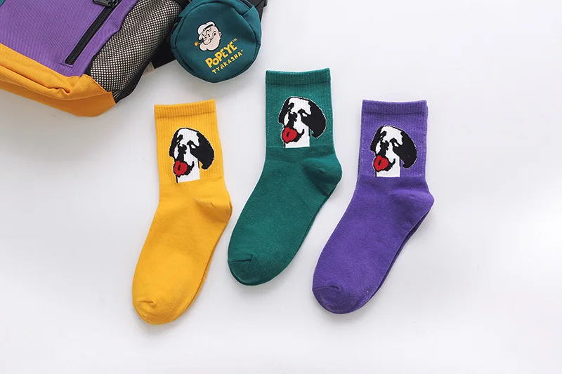 

men and women couple socks Cotton Cartoon American Retro Dog middle tube socks Fashion 2020 New Style