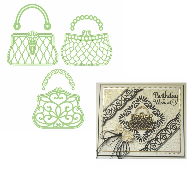 

3PCS Elegant Floral Style Handbag Metal Cutting Dies Stencil Scrapbooking Album Crafts Paper Cards Die Cut 2019 Hot Sell
