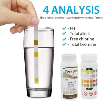 

4-in-1 Swimming Pool Test Strip Water Quality PH Bromine High Precision Test Strip Test Paper 50PCS/Bottle